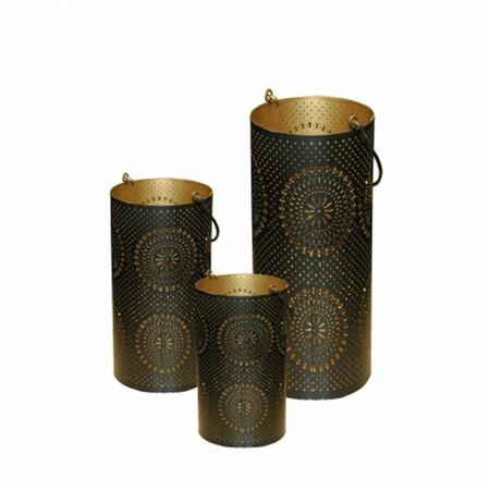 NORTHLIGHT SEASONAL Black and Gold Decorative Floral Cut-Out Pillar Candle Lanterns 31579872